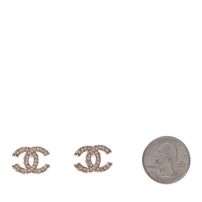 Chanel Crystal Enamel CC Earrings Gold Pink 2 of 4