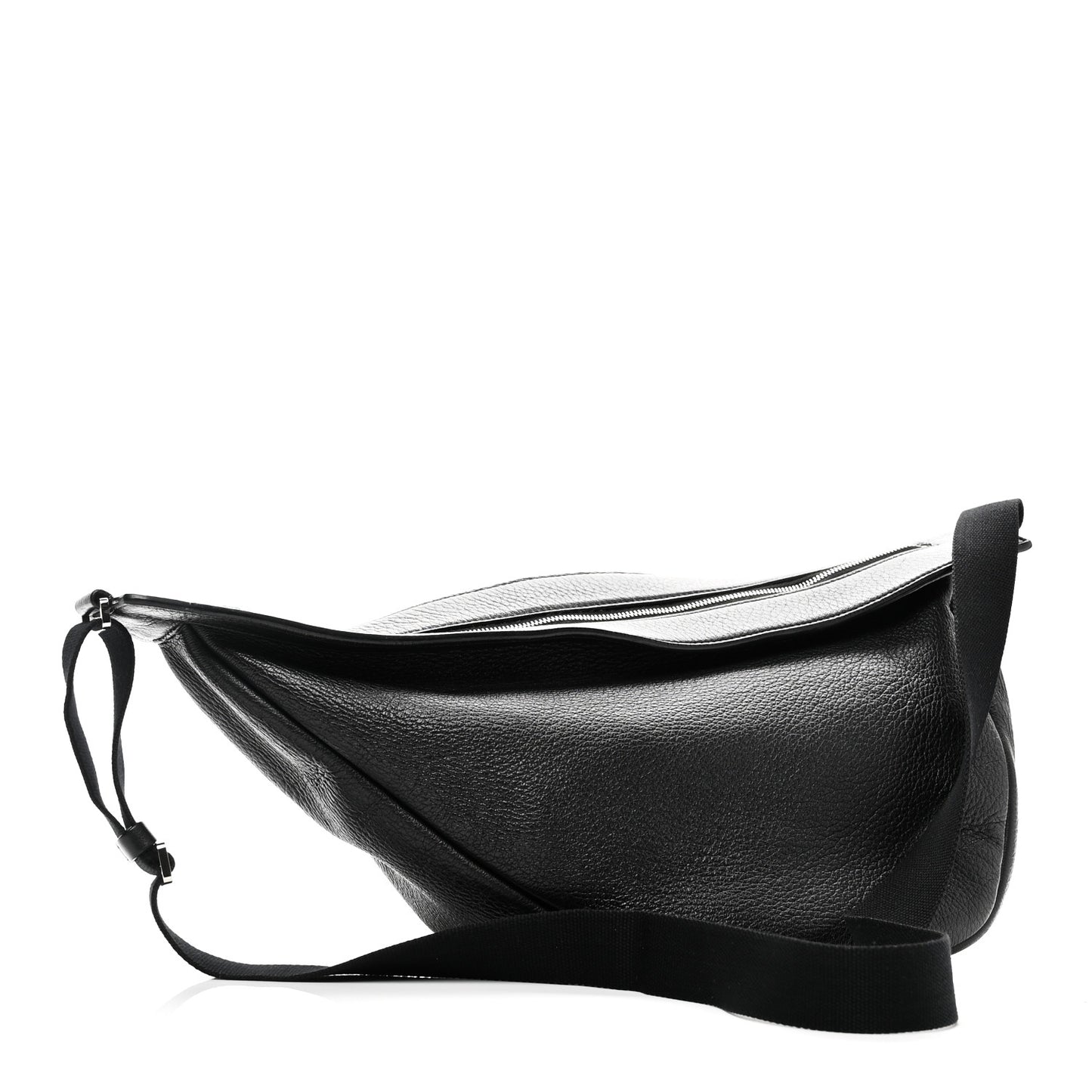 Grained Calfskin Large Slouchy Banana Bag Black