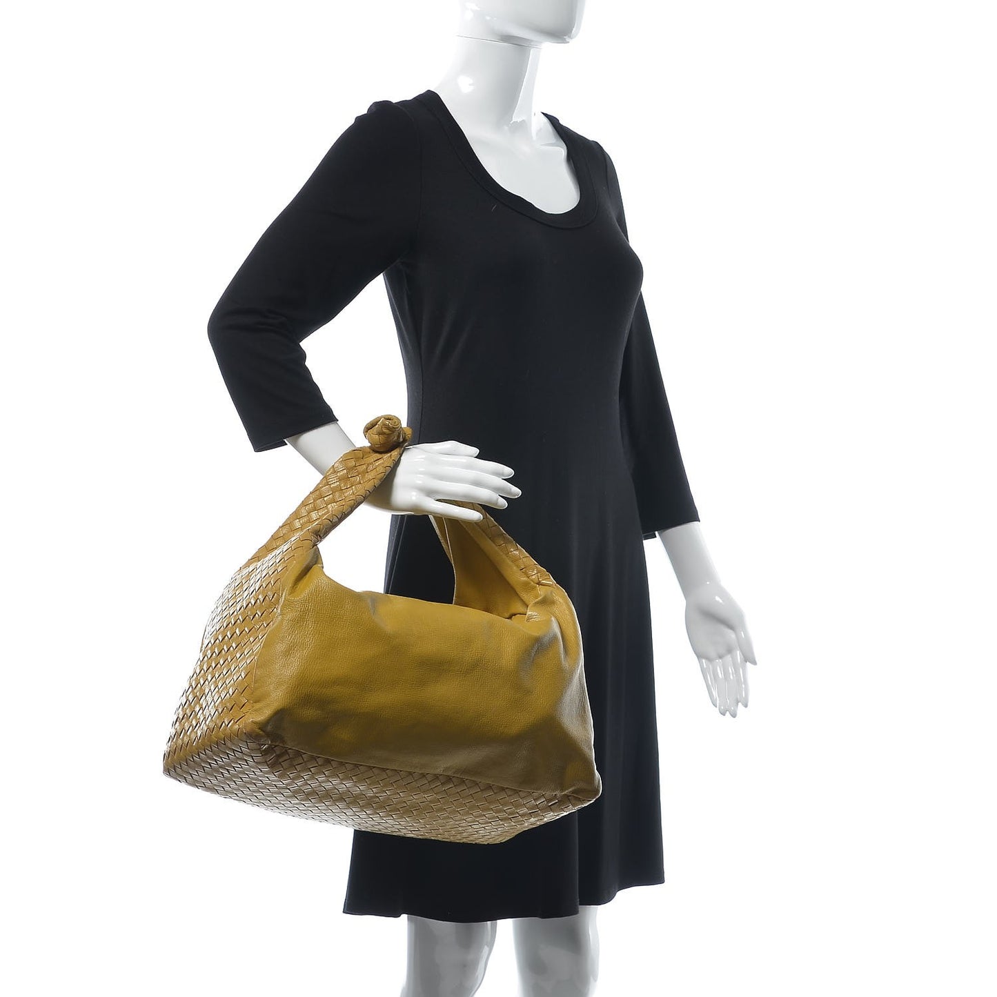 Nappa Intrecciato Large Knot Hobo Moutarde