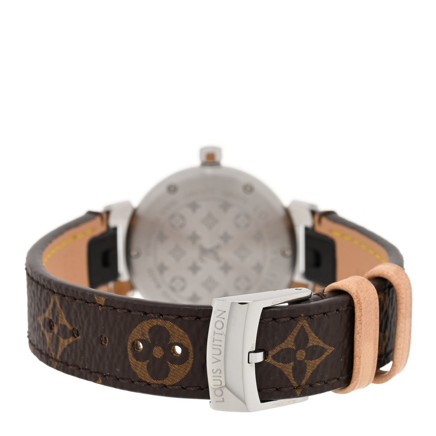 Stainless Steel Monogram 28mm Tambour Quartz Watch Brown