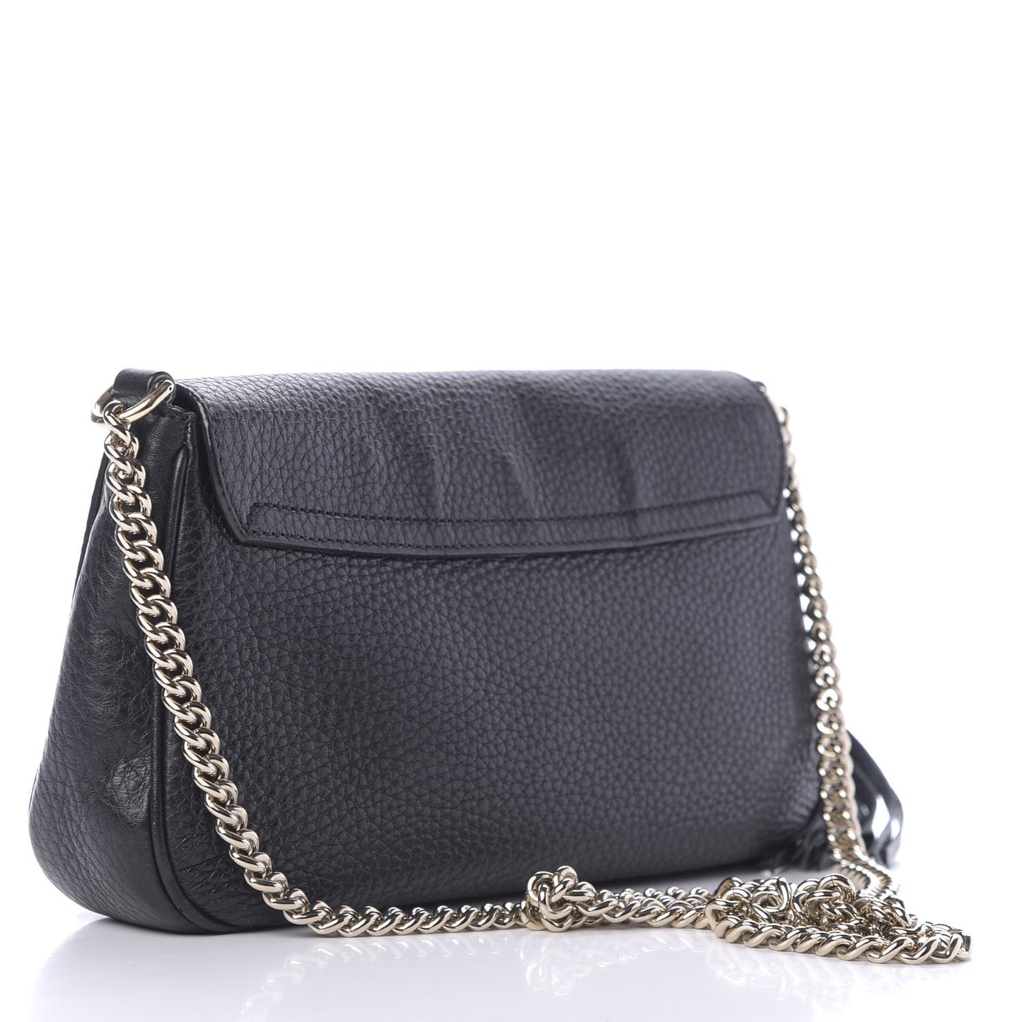 Pebbled Calfskin Medium Soho Flap Crossbody Black