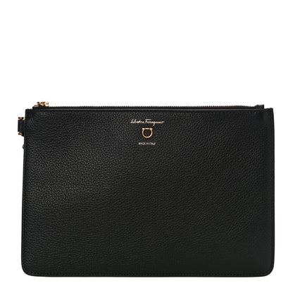 Salvatore Ferragamo Calfskin Wristlet Clutch Black 1 of 8