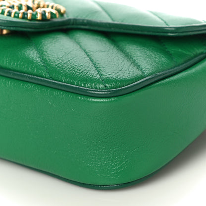 Gucci Azalea Calfskin Enamel Matelasse Diagonal Super Mini Torchon GG Marmont Shoulder Bag New Shamarock Emerald 11 of 11