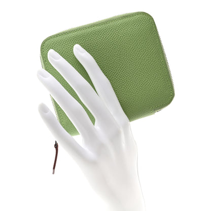 Hermes Epsom Silk'In Compact Wallet Vert Criquet 2 of 7