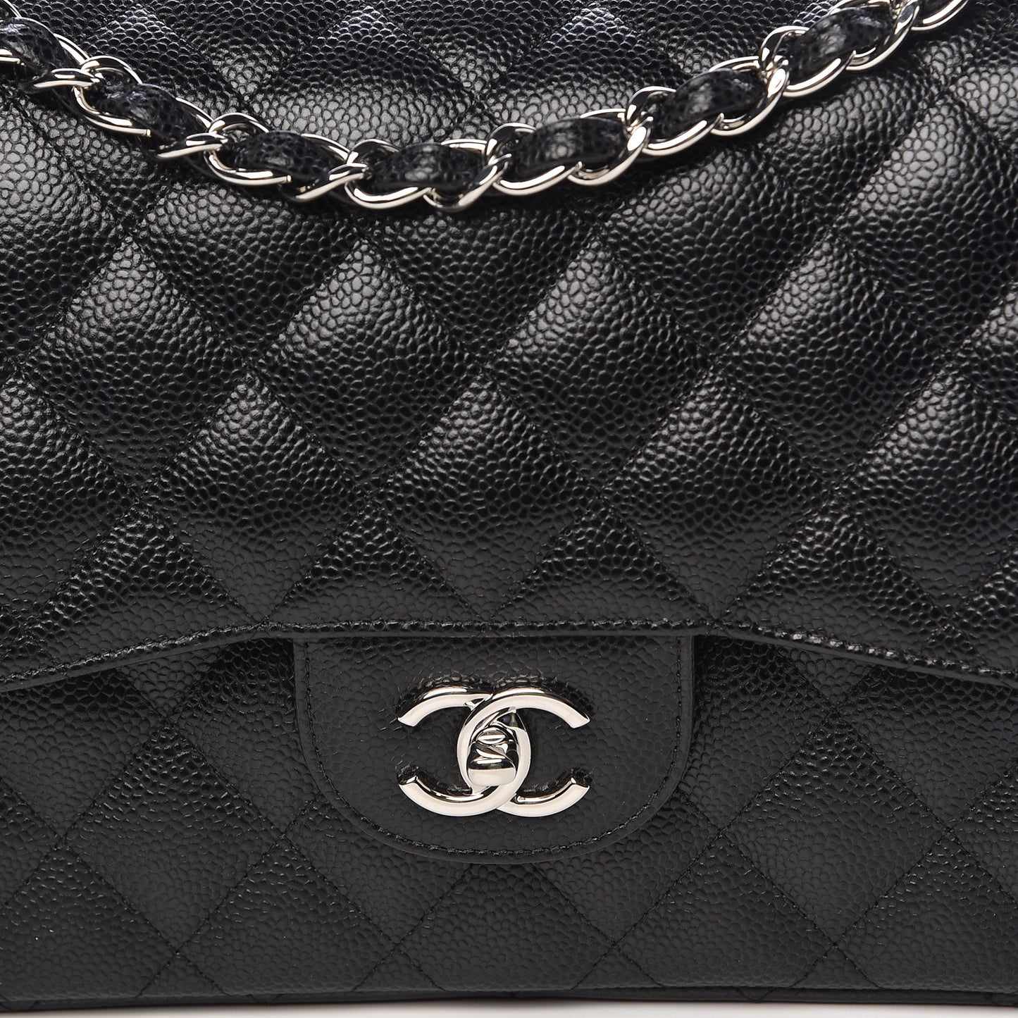 Caviar Quilted Jumbo Double Flap Black