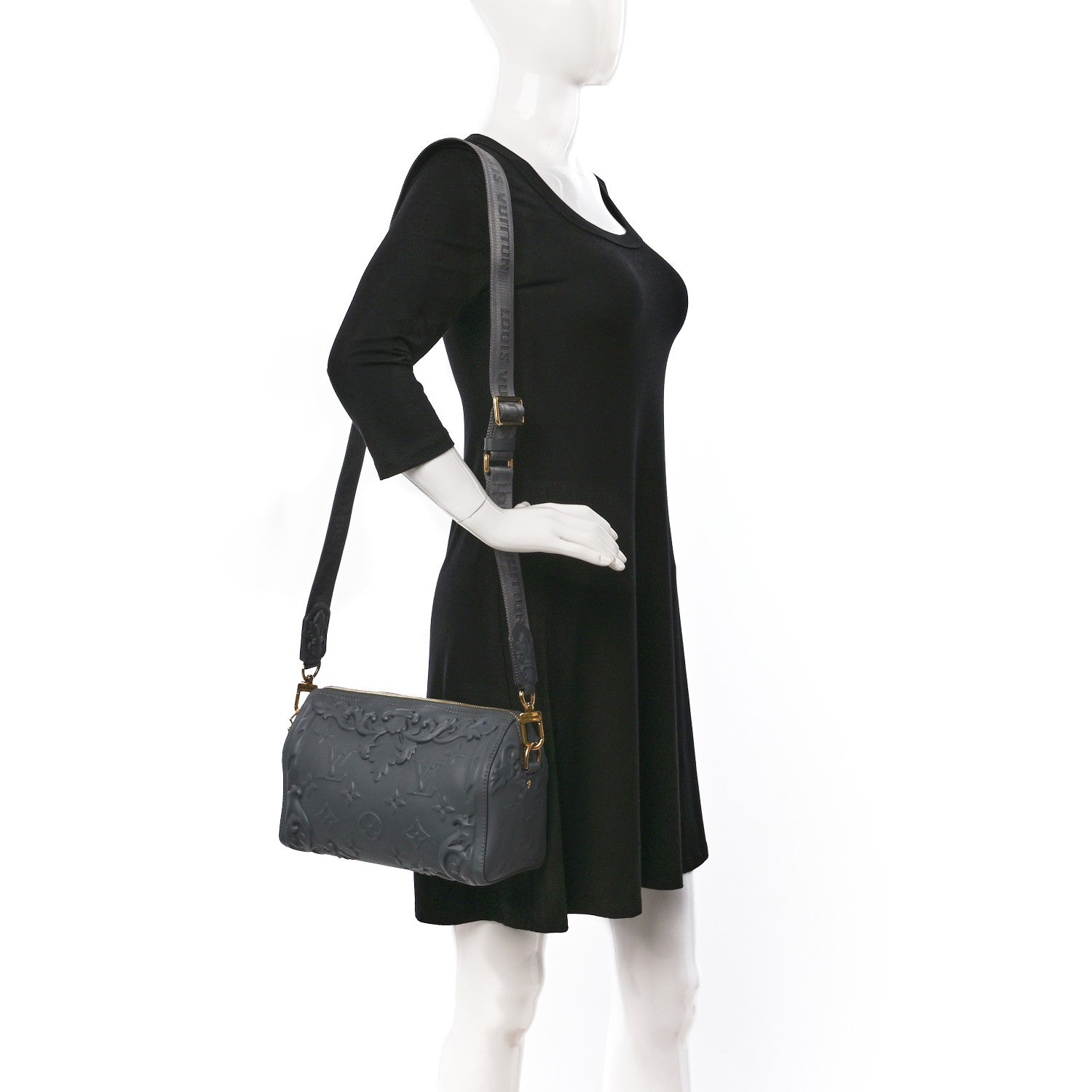 Louis Vuitton Calfskin Debossed Monogram Versailles City Keepall Dark Shadow Grey 2 of 9