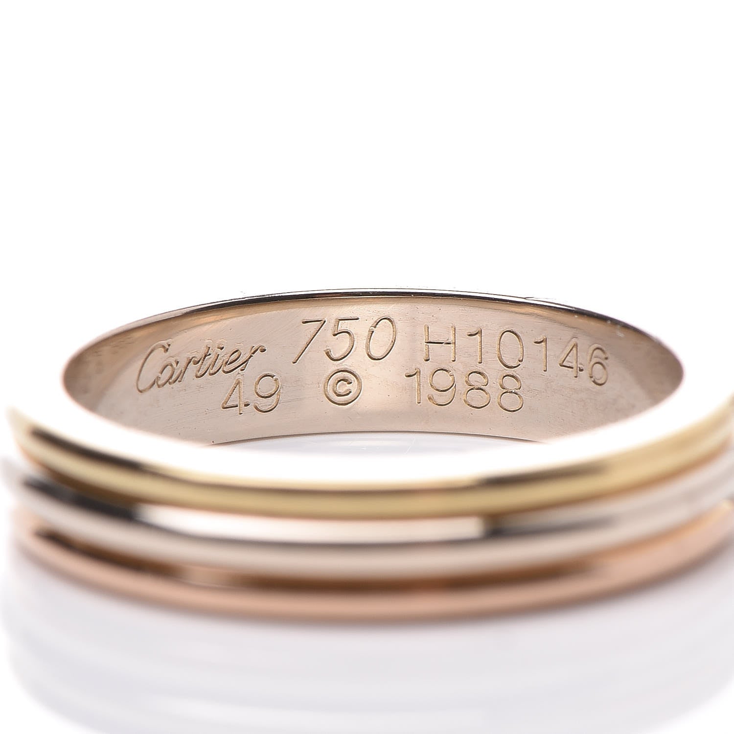 Cartier 18K White Pink Yellow Gold Trinity Wedding Band Ring 49 4.75 4 of 4