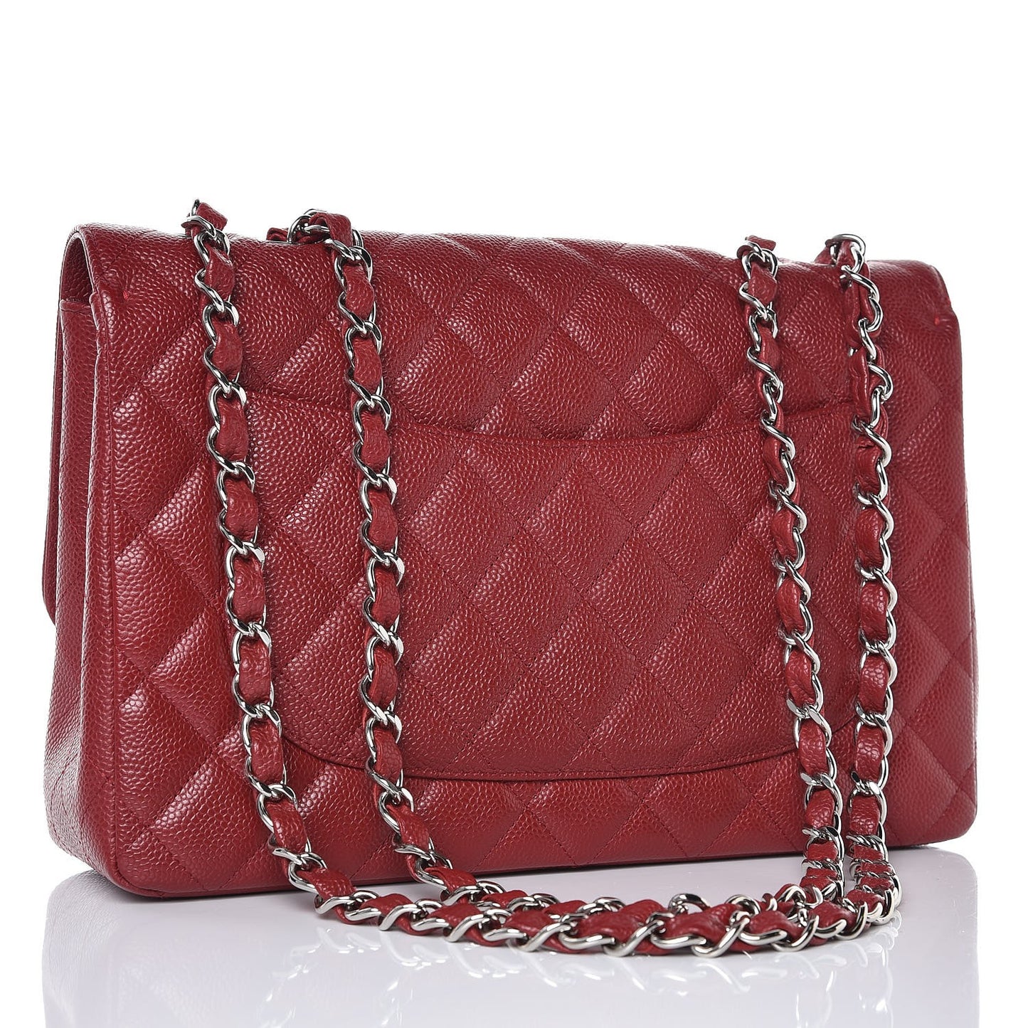 Caviar Quilted Jumbo Single Flap Red