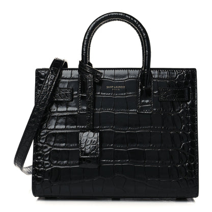 Saint Laurent Calfskin Crocodile Embossed Nano Sac De Jour Black 1 of 6