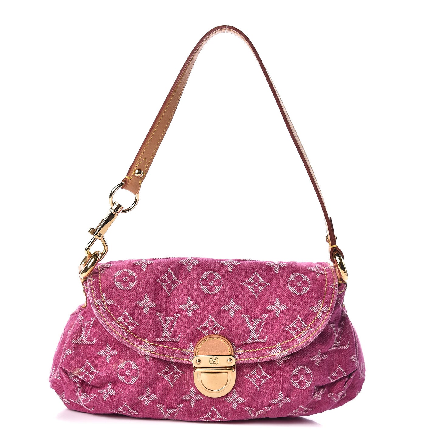 Monogram Denim Mini Pleaty Fuchsia