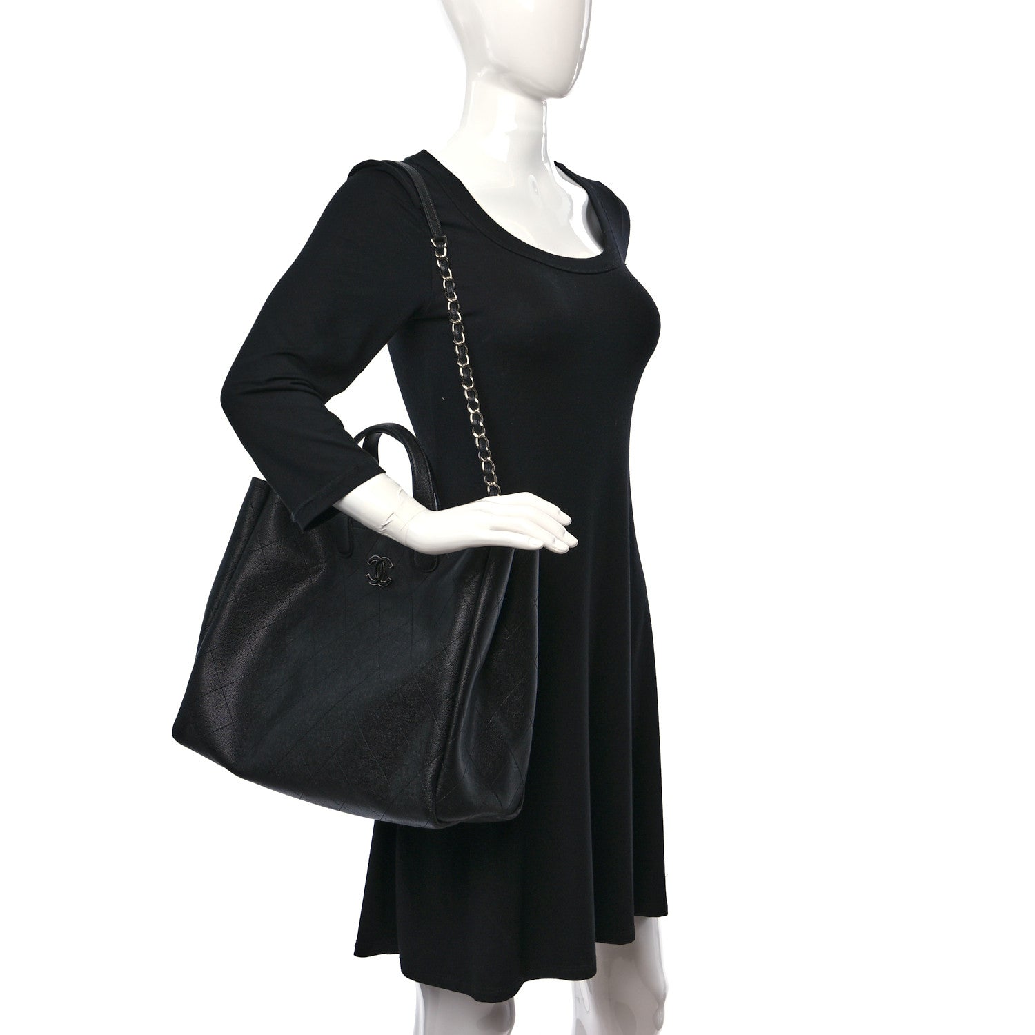 Chanel Caviar Stitched Large Lady Coco Shopping Tote Black 2 of 9