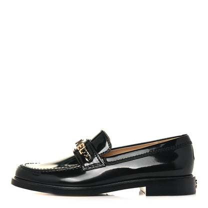 Chanel Shiny Calfskin Logo Loafers 40.5 Black 1 of 8