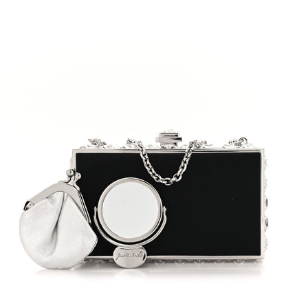 Judith Leiber Crystal Trim Satin Evening Bag Clutch Black 1 of 11