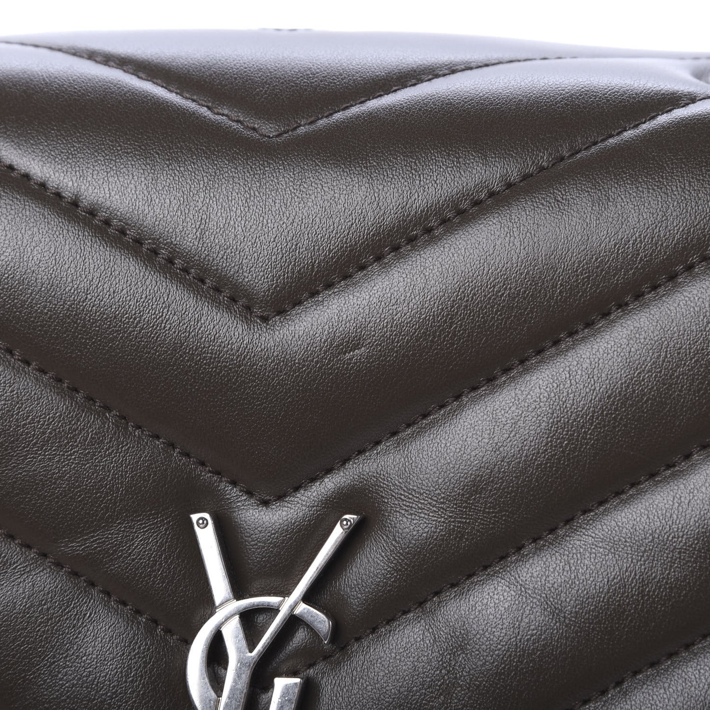 Calfskin Y Quilted Monogram Medium Loulou Chain Satchel Kaki Fonce