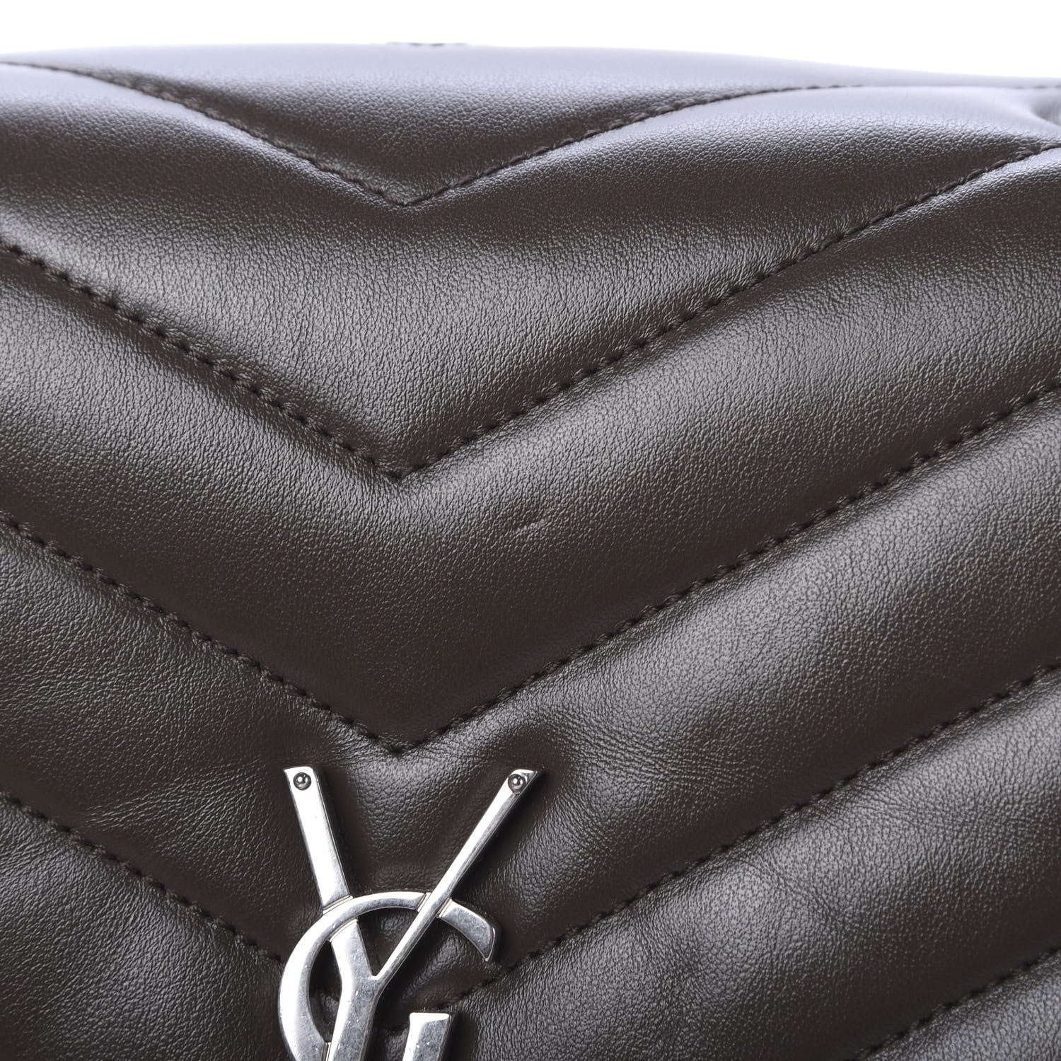 Saint Laurent Calfskin Y Quilted Monogram Medium Loulou Chain Satchel Kaki Fonce 9 of 11