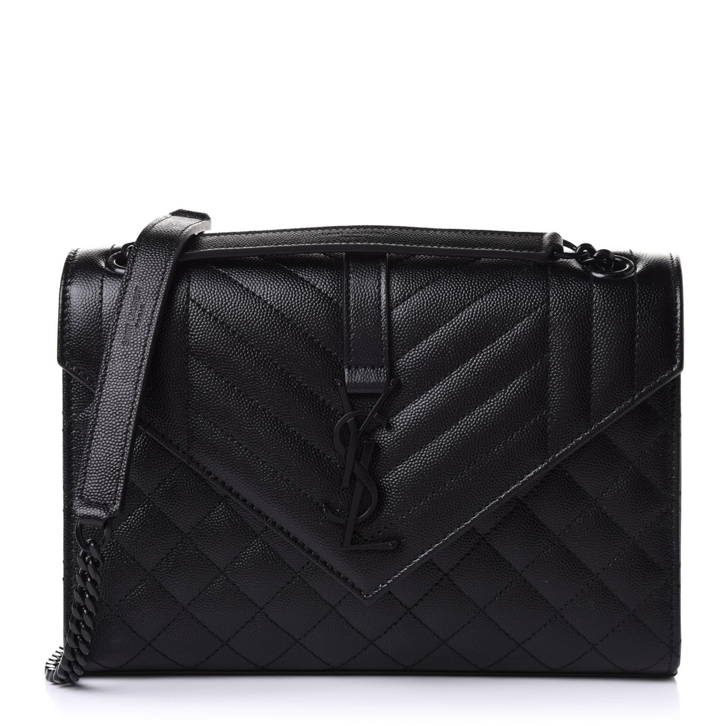 Grain De Poudre Textured Mixed Matelasse Triquilt Medium Monogram Satchel Black