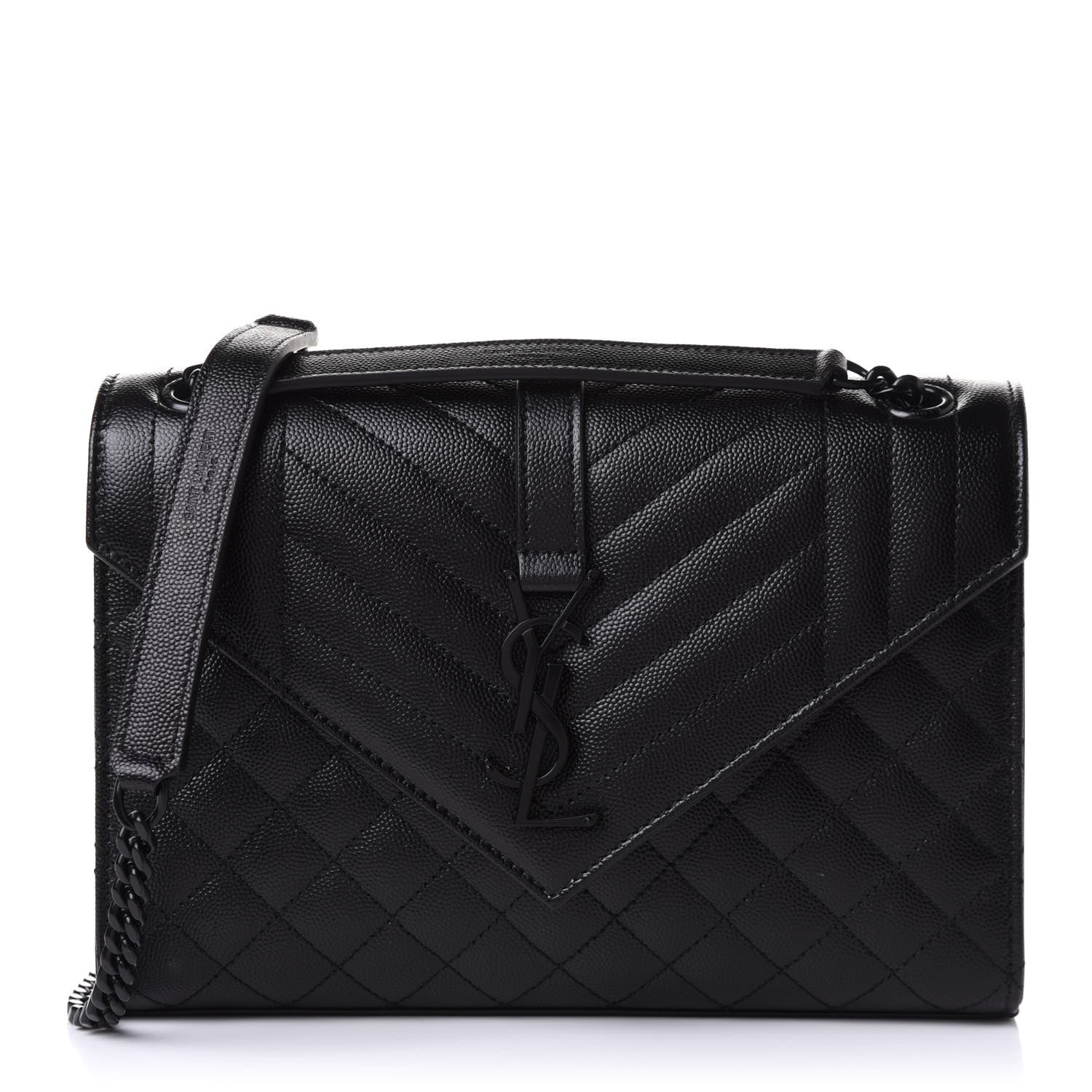 Saint Laurent Grain De Poudre Textured Mixed Matelasse Triquilt Medium Monogram Satchel Black 1 of 10