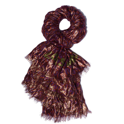 Louis Vuitton Cashmere Silk Leopard Etole Stole Disco Prune 1 of 7