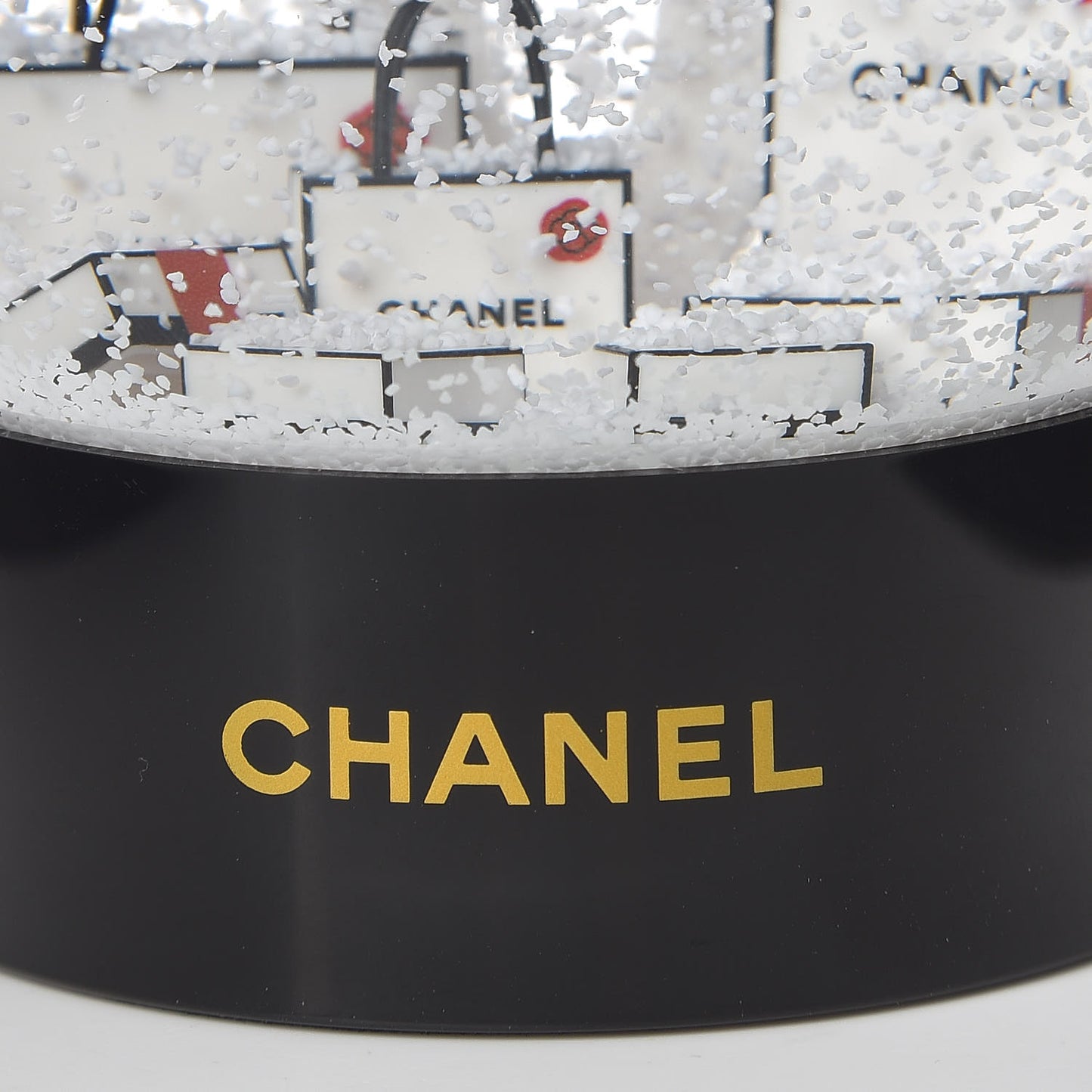 Glass CC Shopping Bag Snow Globe