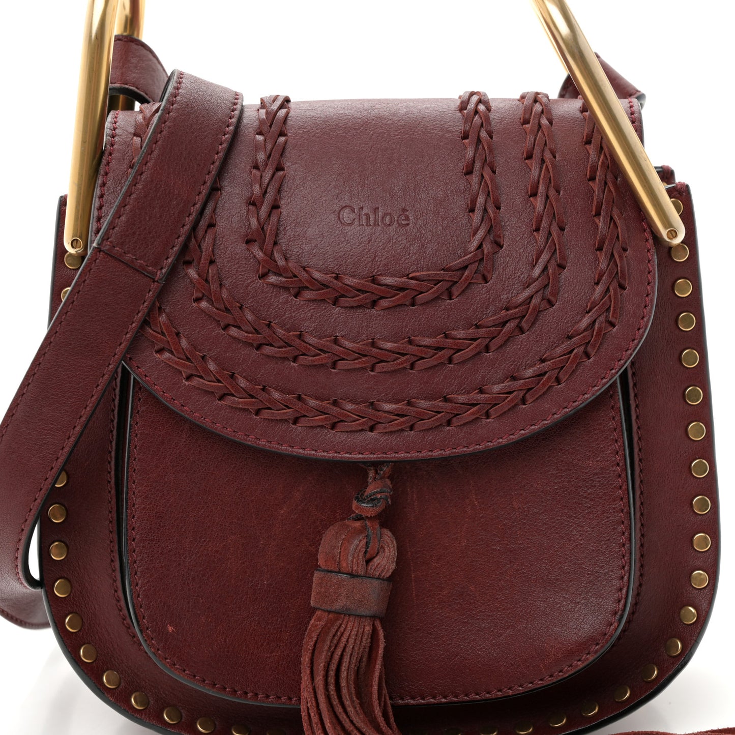 Calfskin Braided Mini Hudson Shoulder Bag Sienna Red