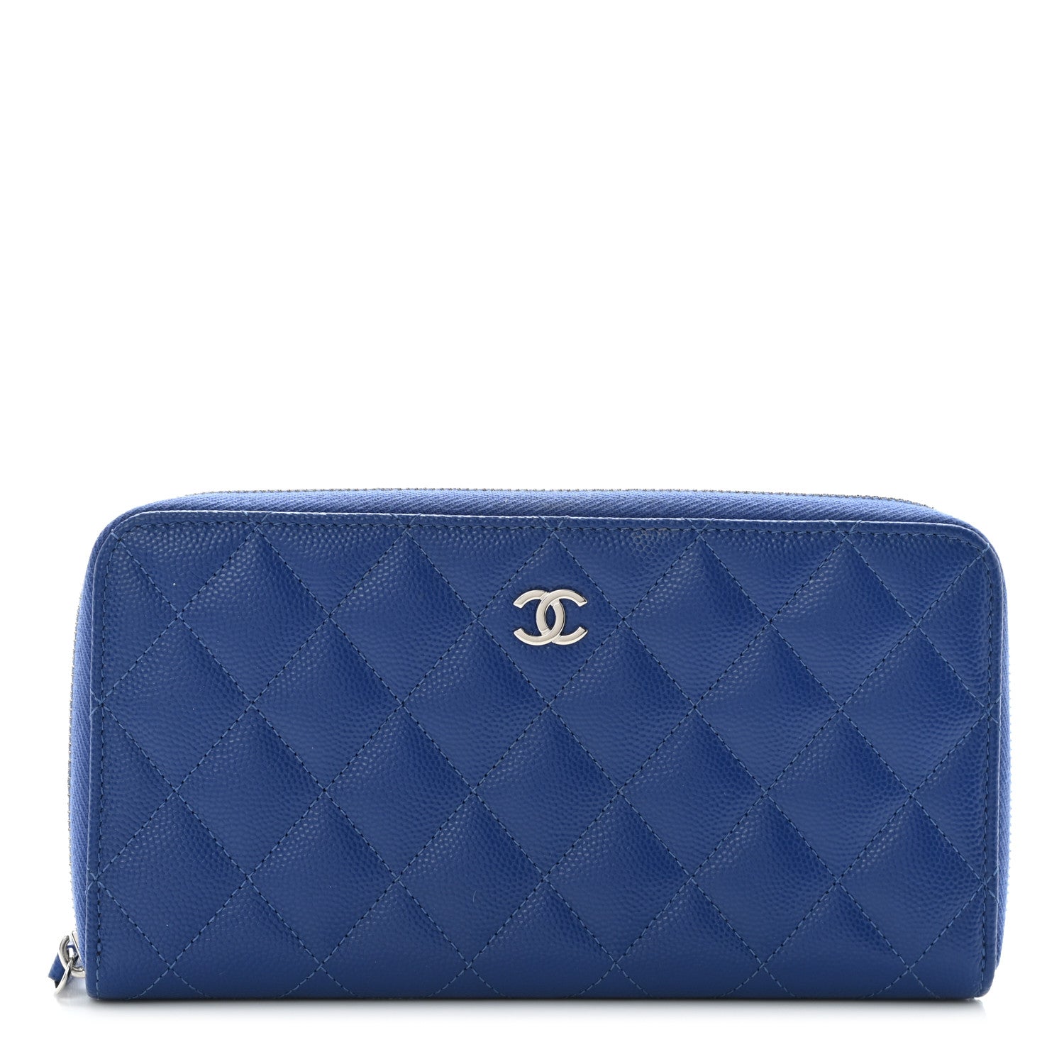 Chanel Caviar Quilted Large Gusset Zip Around Wallet Blue 1 of 10