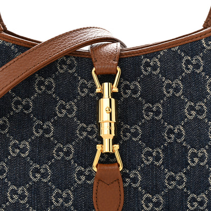Gucci New Denim GG Monogram Calfskin Small Jackie 1961 Hobo Blue Tea Cuir 8 of 12