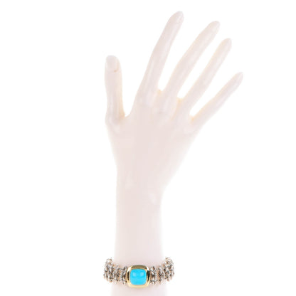 David Yurman Sterling Silver 18K Yellow Gold Turquoise 14mm Albion Bracelet 2 of 6