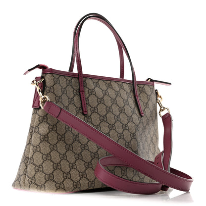 Gucci GG Supreme Monogram Small Zippered Tote Beige New Rosette 3 of 12