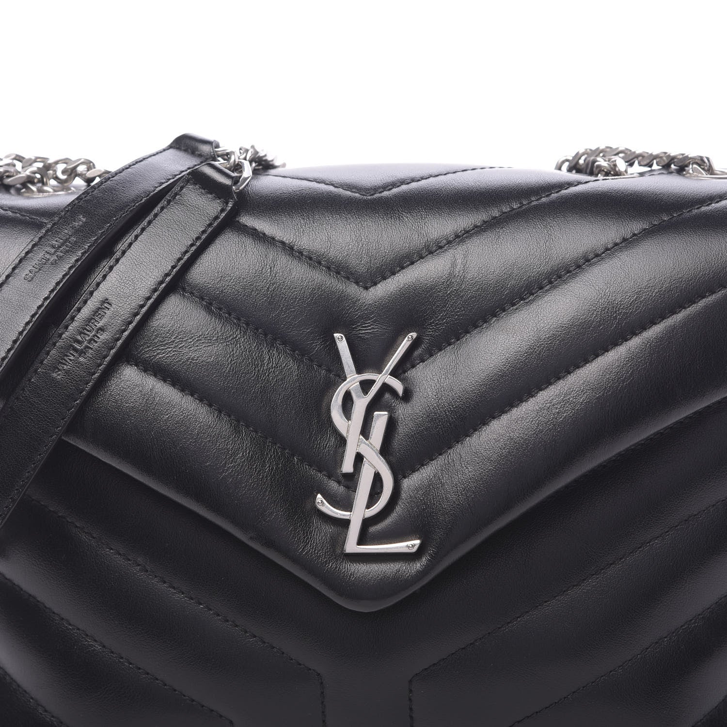 Saint Laurent Calfskin Y Quilted Monogram Small Loulou Chain Satchel Black 8 of 10