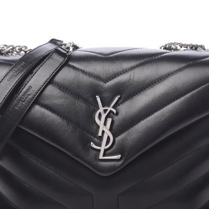 Saint Laurent Calfskin Y Quilted Monogram Small Loulou Chain Satchel Black 8 of 10