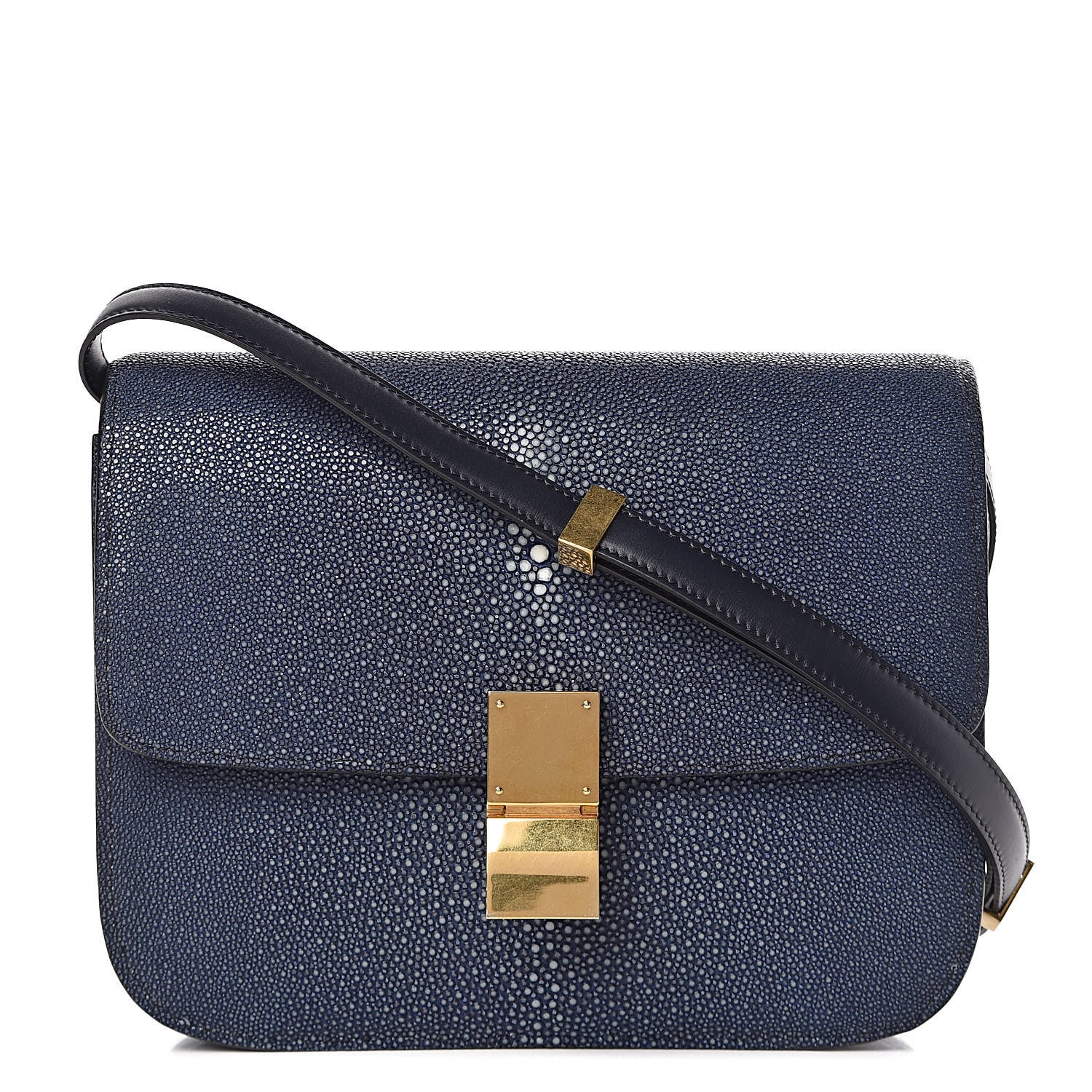 Celine Stingray Medium Classic Box Flap Bag Navy 1 of 14