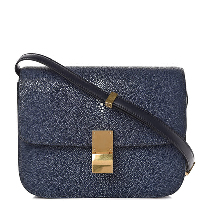 Celine Stingray Medium Classic Box Flap Bag Navy 1 of 14