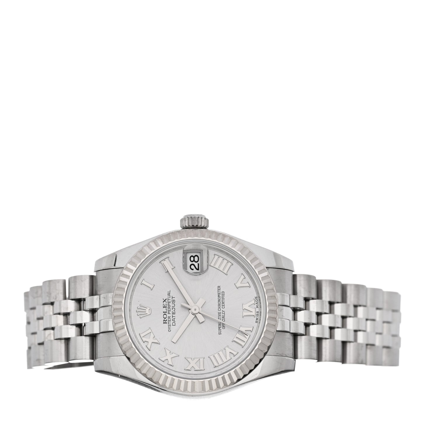 Stainless Steel 18K White Gold 31mm Oyster Perpetual Datejust Watch Silver Roman 178274