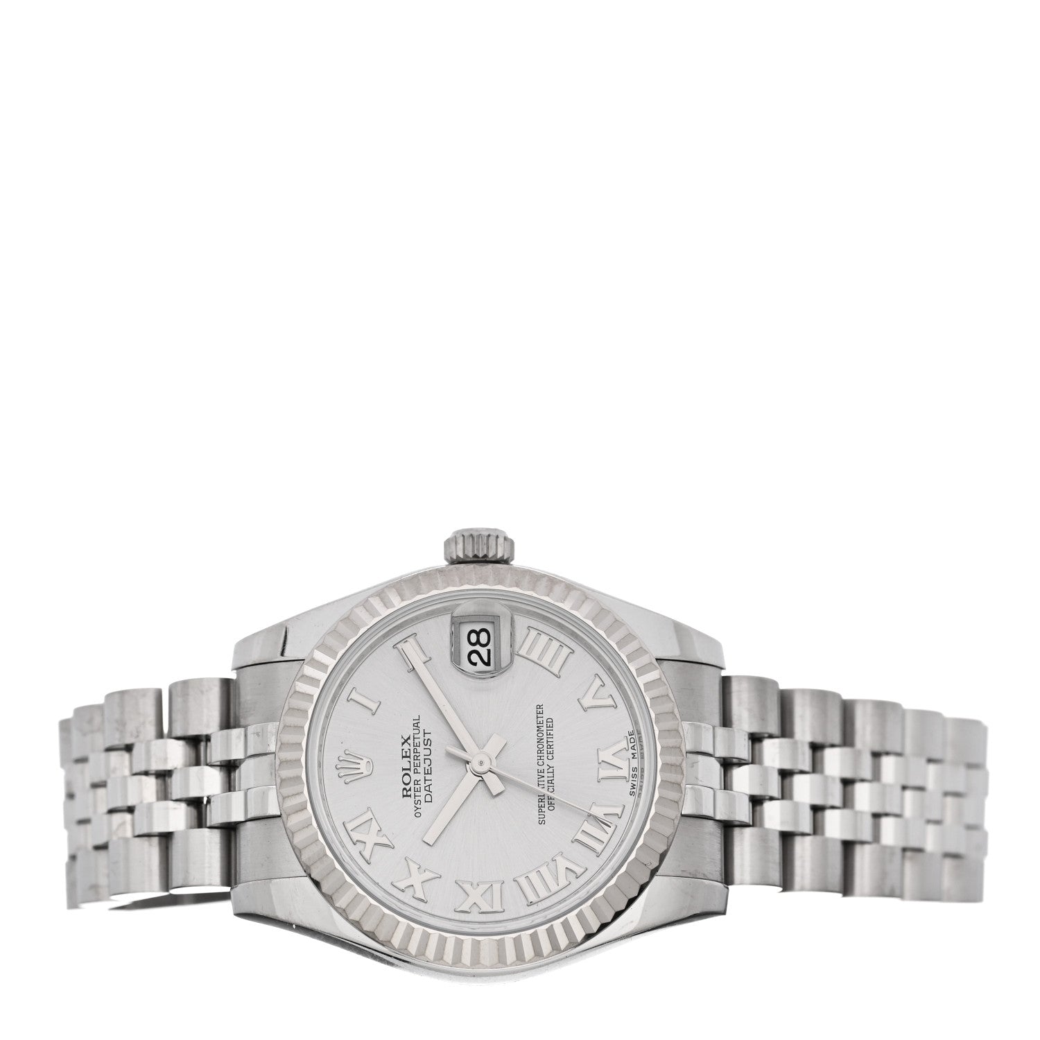 Rolex Stainless Steel 18K White Gold 31mm Oyster Perpetual Datejust Watch Silver Roman 178274 2 of 5