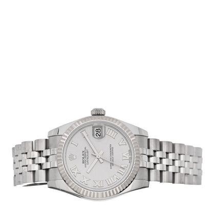 Rolex Stainless Steel 18K White Gold 31mm Oyster Perpetual Datejust Watch Silver Roman 178274 2 of 5