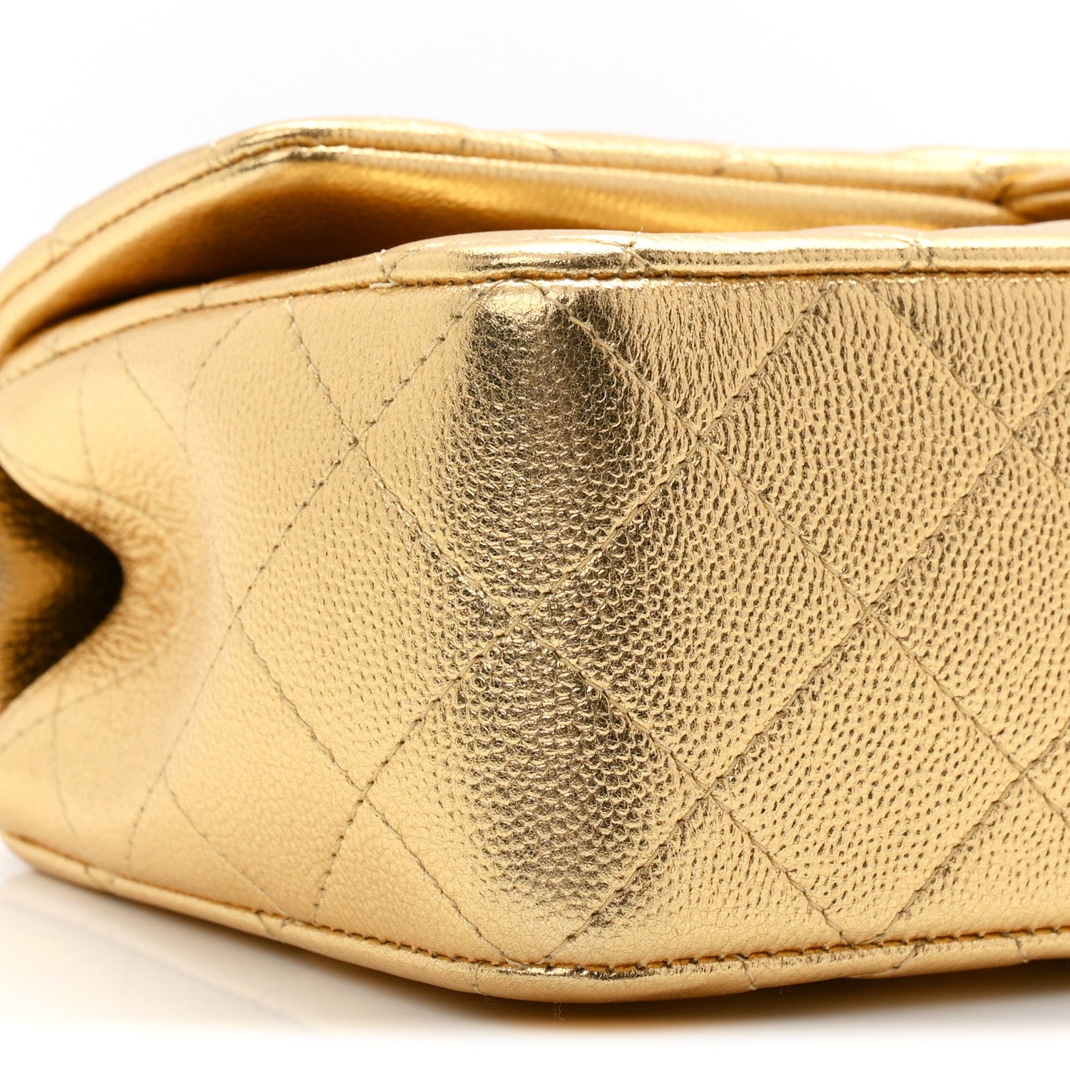 Chanel Metallic Caviar Quilted Top Handle East West Flap Gold 9 of 11