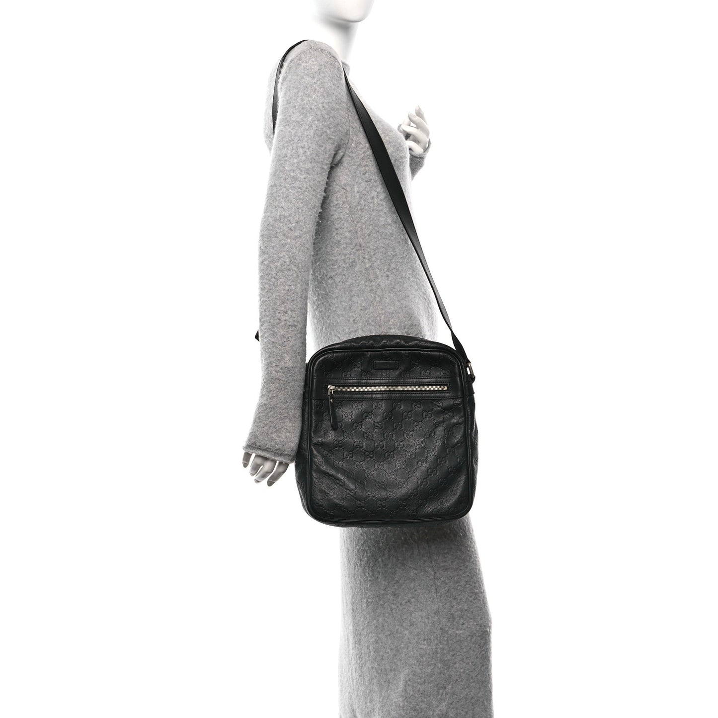 Guccissima Flat Messenger Bag Black
