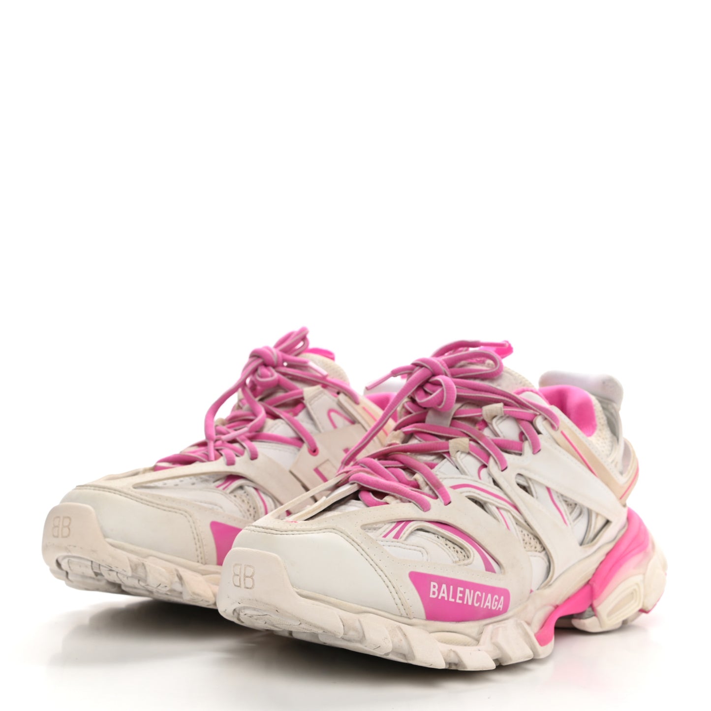 Mesh Rubber Bi-Color Womens Track Sneakers 38 Fluo Pink White
