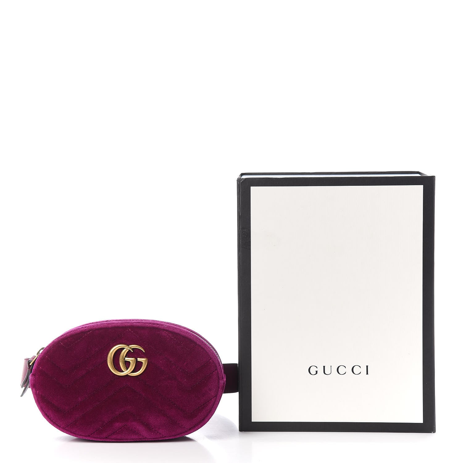 Gucci Velvet Matelasse GG Marmont Belt Bag 75 30 Fuchsia Violet Cyclamen 10 of 10