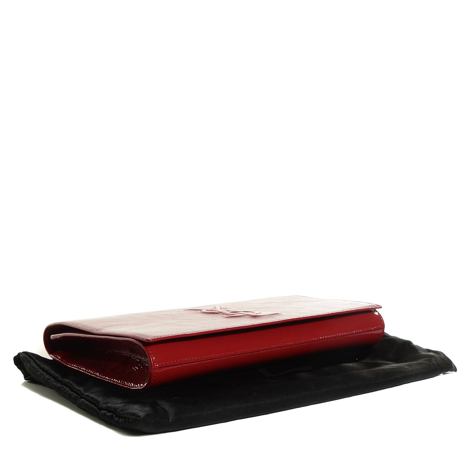 Saint Laurent Textured Patent Monogram Large Belle De Jour Clutch Fuchsia 4 of 7