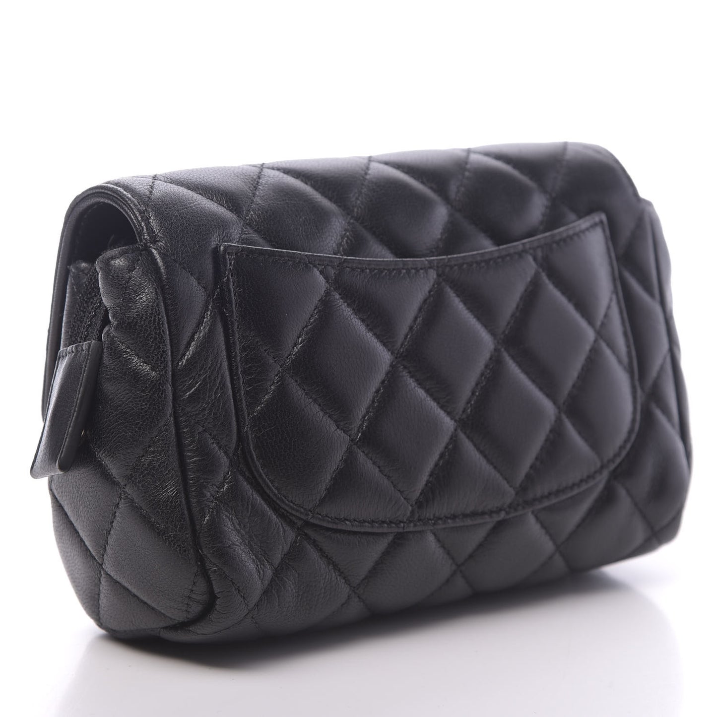 Lambskin Quilted Flap Cosmetic Case Black