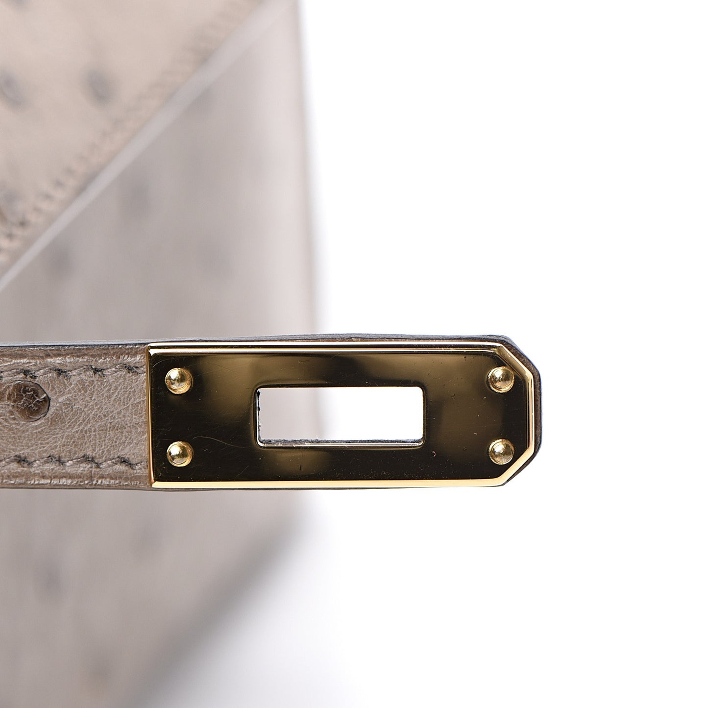 Ostrich Kelly Pochette Clutch Gris Asphalte