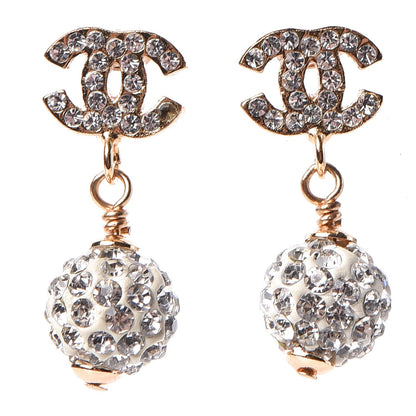 Chanel Crystal CC Drop Earrings Gold 1 of 6