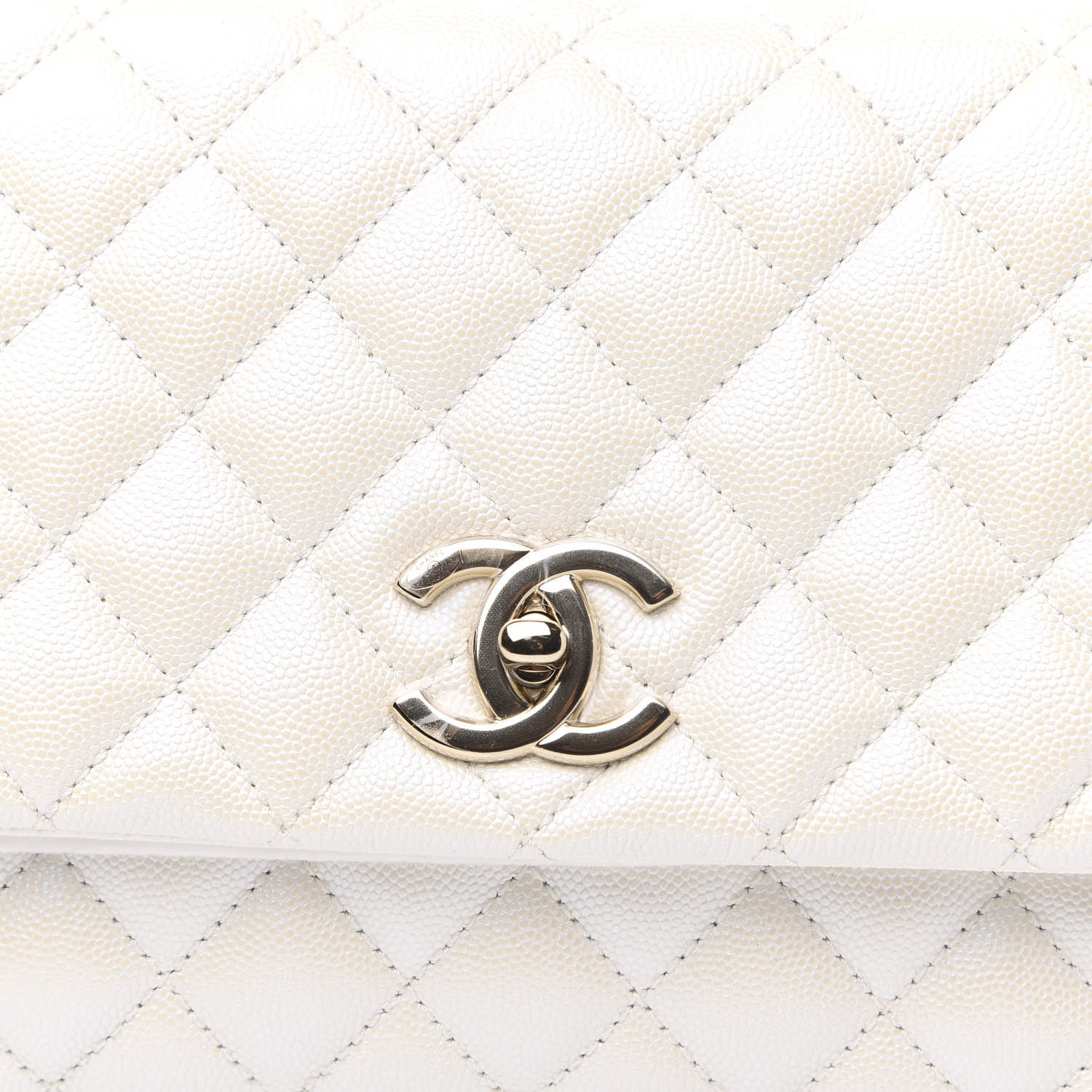 Chanel Iridescent Caviar Quilted Small Coco Handle Flap White 7 of 9