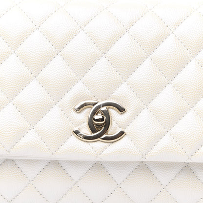 Chanel Iridescent Caviar Quilted Small Coco Handle Flap White 7 of 9