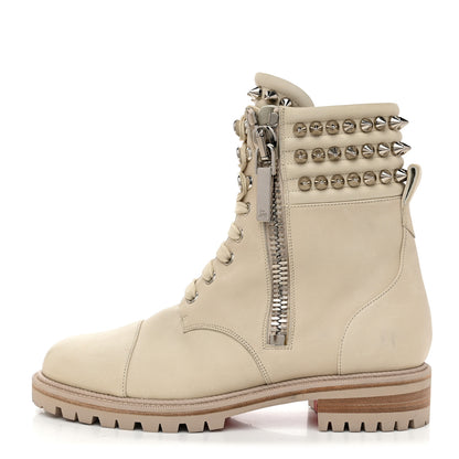 Christian Louboutin Calfskin Winter Spikes Combat Boots 38.5 White 1 of 8