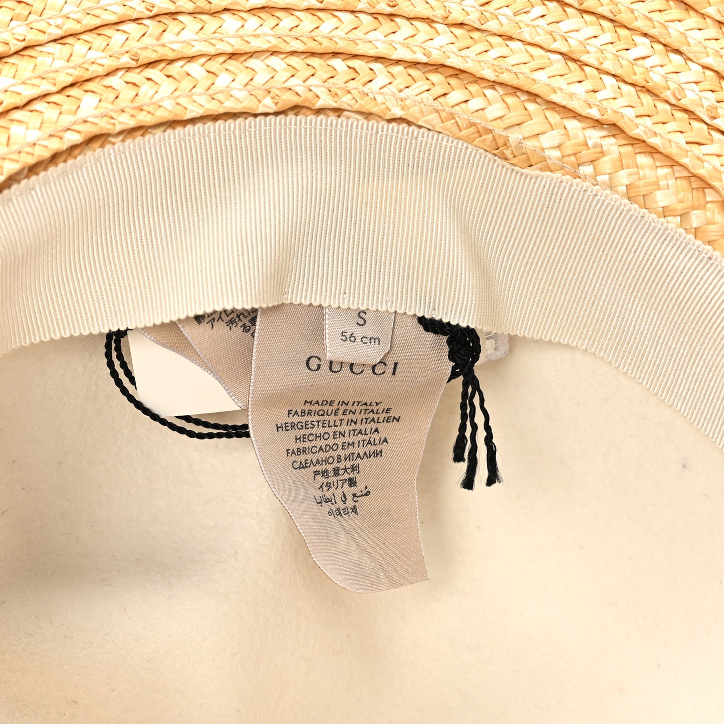 Straw Felt Wide Brim Hat S Beige White