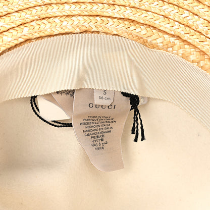 Gucci Straw Felt Wide Brim Hat S Beige White 9 of 10