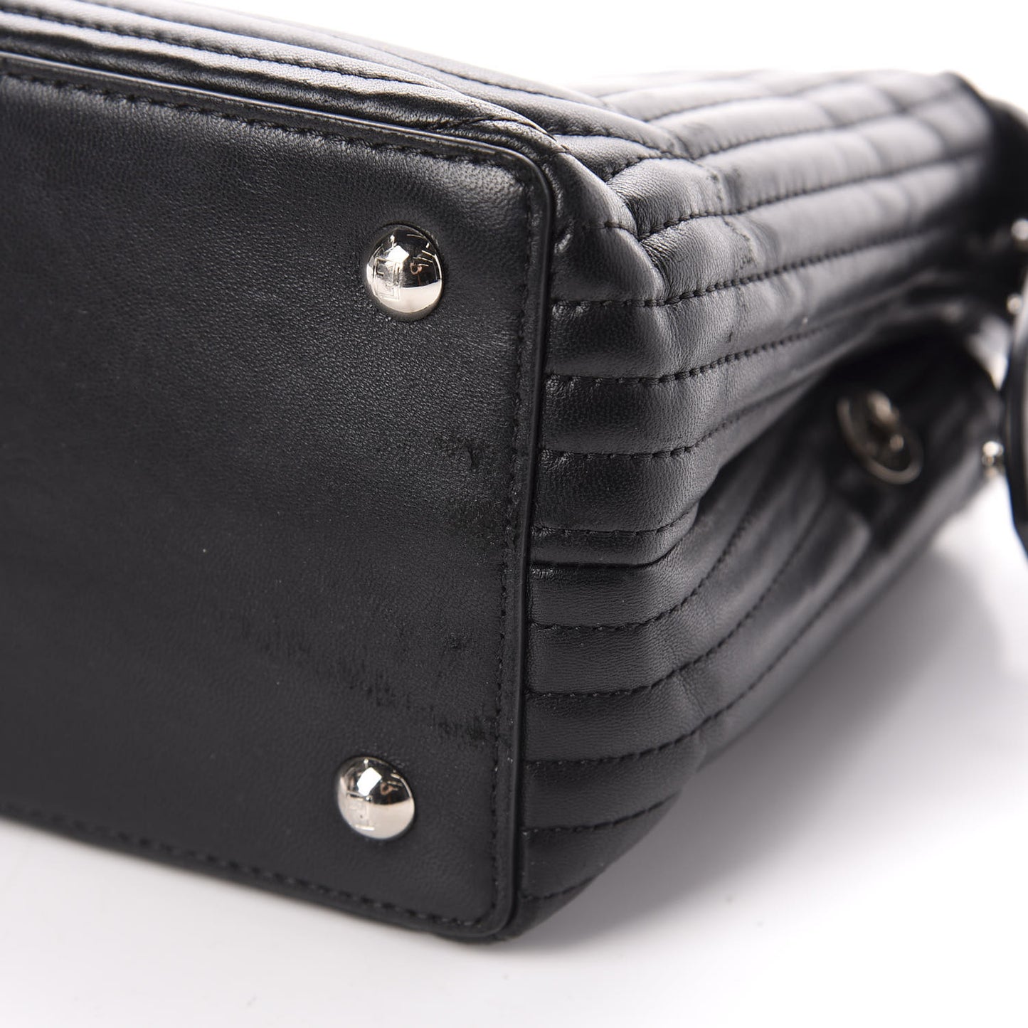 Shiny Nappa Trapuntata Small DotCom Click Top Handle Chain Satchel Black