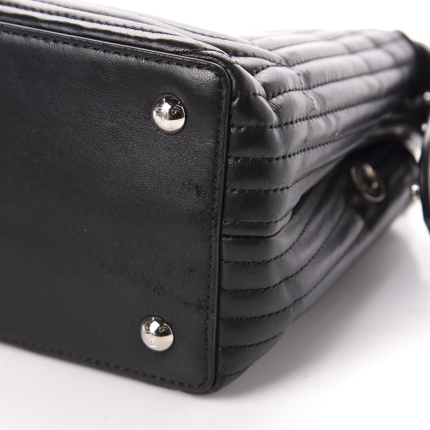 Fendi Shiny Nappa Trapuntata Small DotCom Click Top Handle Chain Satchel Black 8 of 11